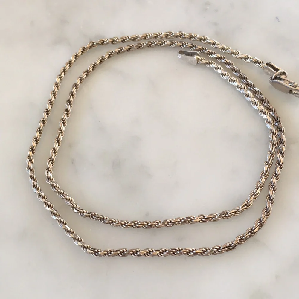 Vintage Sterling 22” Twist Rope Chain